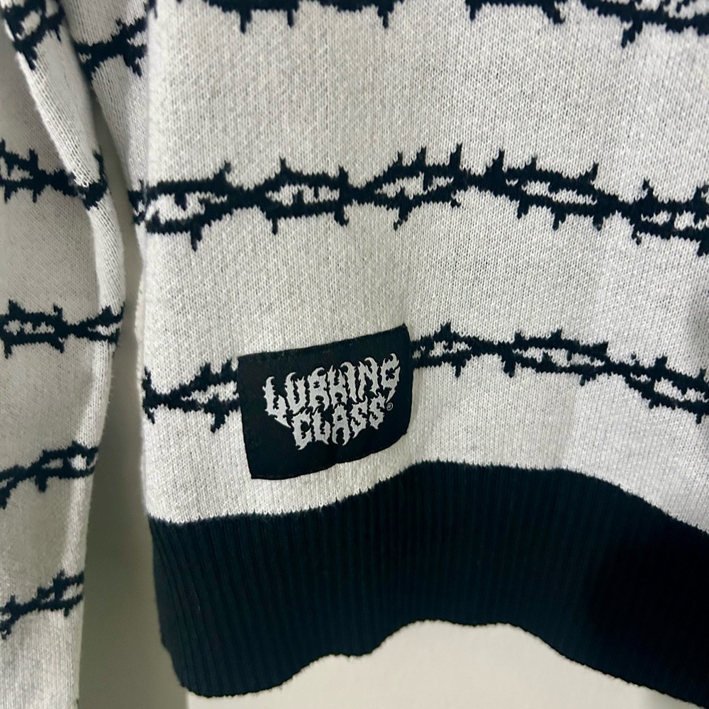 Lurking Class Black and White Barbed-Wire Striped Sweater - Picture 3 of 4